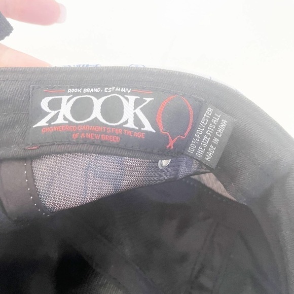 Rook x DGK collab 5-Panel Strapback Graphic Hat Blue White Black Flat Bill - Picture 4 of 6